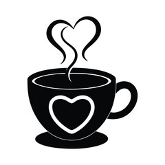 Hot Coffee Cup with Steam Heart Cozy Icon Vector Illustration