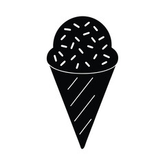 Ice Cream Cone with Sprinkles Colorful Icon Vector Illustration