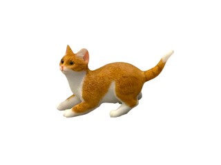 Adorable 3D Cartoon Ginger Cat Toy Isolated on White