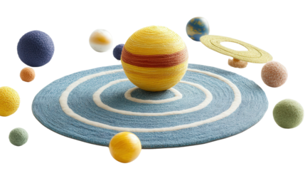 Children tactile solar system map, Transparent background, PNG file