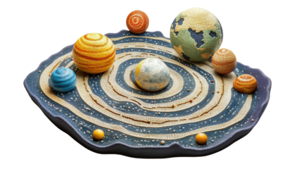 Children tactile solar system map, Transparent background, PNG file
