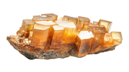 Chunk of orange calcite with translucent glow, Transparent background, PNG