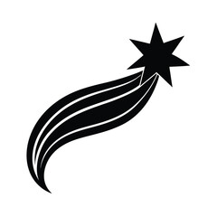 Silhouette of a Shooting Star with Tail Icon Vector Illustration