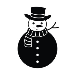 Snowman with Hat and Scarf Winter Icon Vector Illustration