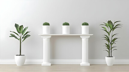 Elegant White Interior with Potted Plants
