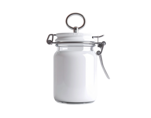 Glass jar with metal clamp lid for food storage kitchen container