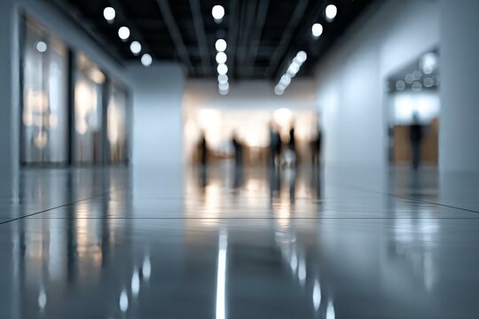 Blurred Background of Modern Art Gallery with Soft Reflections