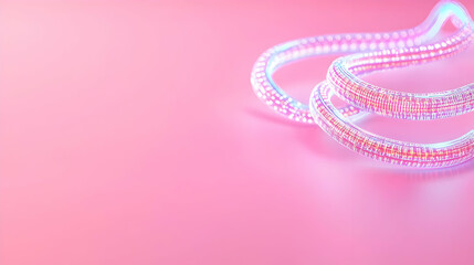 Abstract Glowing Iridescent Lines On Pink Background