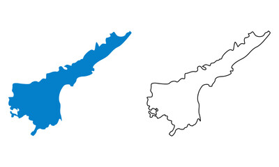 Obraz premium Andhra Pradesh map of Indian state. Map with detailed outlines and blue silhouettes 