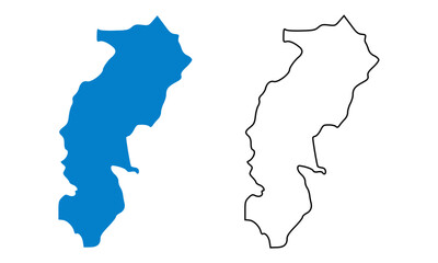 Obraz premium Chhattisgarh map of Indian state. Map with detailed outlines and blue silhouettes 