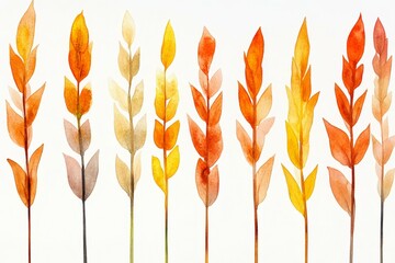Beautiful Watercolor Leaves in Warm Autumn Colors for Decor