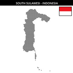 Obraz premium Small hexagonal dotted map of south-sulawesi in Indonesia