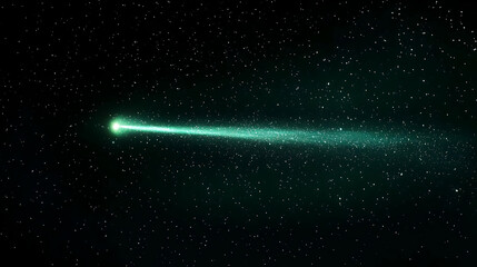 Green Comet Across Starry Night Sky