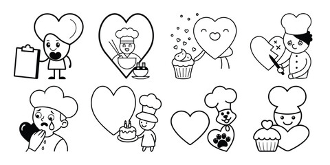 Love Cooking Emotions Silhouette Vector Bundle