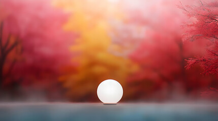 Glowing Sphere In A Pink Autumn Forest