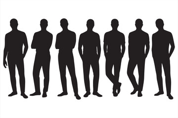 Grayscale silhouettes of diverse people in side and front views, suitable for educational, psychological, and inclusive design use