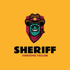 Mascot Sheriff Cactus Logo Design