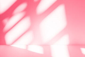 Wall interior background, studio and backdrops show products.with shadow from window color pink background for text insertion and presentation interior decoration	
