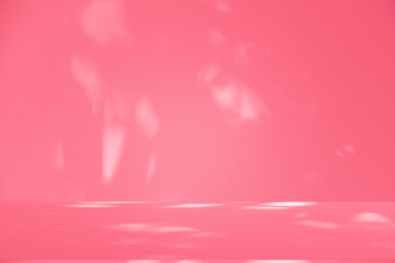 Wall interior background, studio and backdrops show products.with shadow from window color pink background for text insertion and presentation interior decoration	
