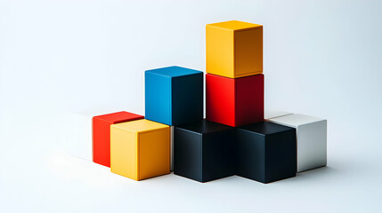 Colorful Stacked Cubes On White Background