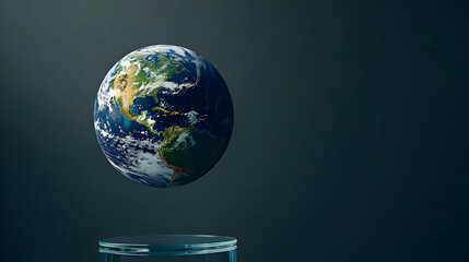 Pixelated Earth Floating Above Glass