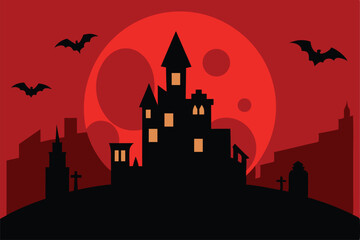 halloween castle in the night
