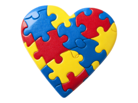 Heart shaped puzzle autism awareness symbol, On Transparent Background, Png