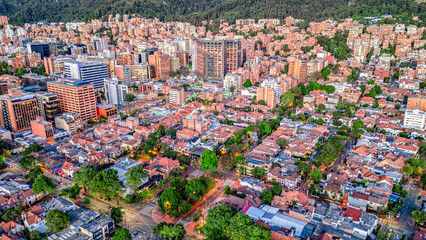 Aerial View of the Urban Landscape of Bogotá, Cundinamarca, Colombia
