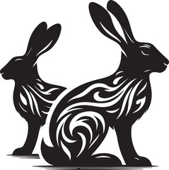 Obraz premium Hare silhouette black vector