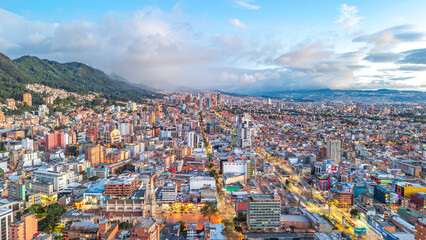 Stunning Aerial View of Bogotá Cityscape with Mountains in Background, Colombia