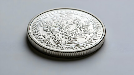 Closeup View Of Detailed Silver Coin