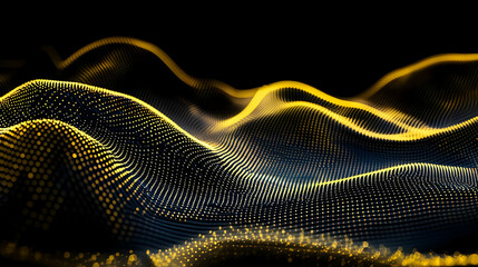 Abstract Glowing Gold Wave Pattern on Black Background