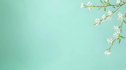 Delicate White Flowers Against Mint Green Background