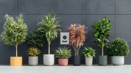 Modern Plant Arrangement Against Dark Grey Wall