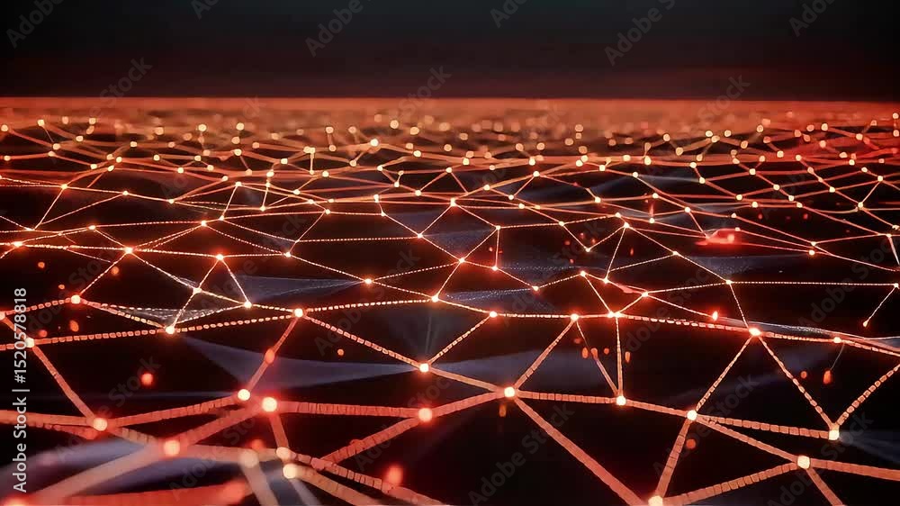 Poster abstract network: glowing nodes and connections