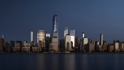 Skyline of Manhattan at blue hour. Background