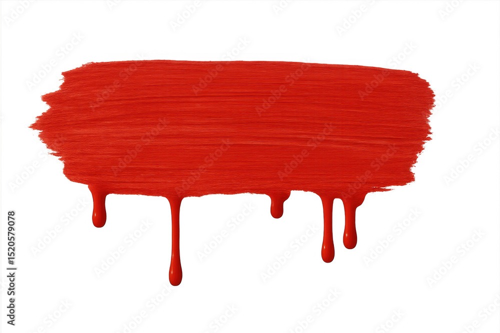 Poster red paint dripping on a transparent background creates a vibrant and artistic texture, adding a bold