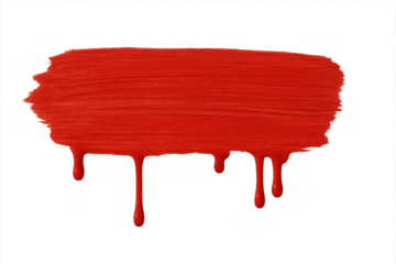 Red paint dripping on a transparent background creates a vibrant and artistic texture, adding a bold splash of color and creativity