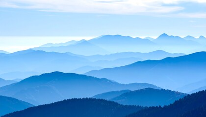 Obraz premium Misty blue mountain range