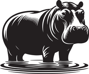 Obraz premium Hippopotamus black vector