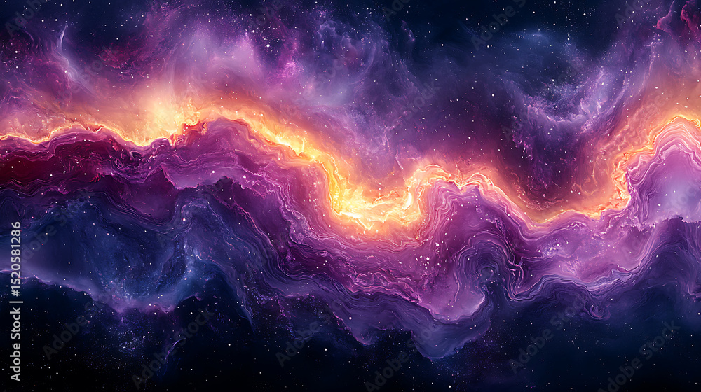Poster cosmic nebula background with stars and colorful clouds of interstellar gas and dust a majestic univ