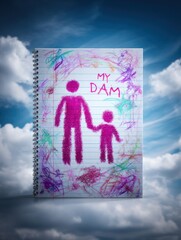 Child's drawing of father and son