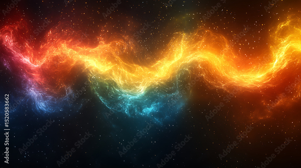 Poster cosmic nebula galaxy in outer space featuring colorful clouds of gas and dust and twinkling stars