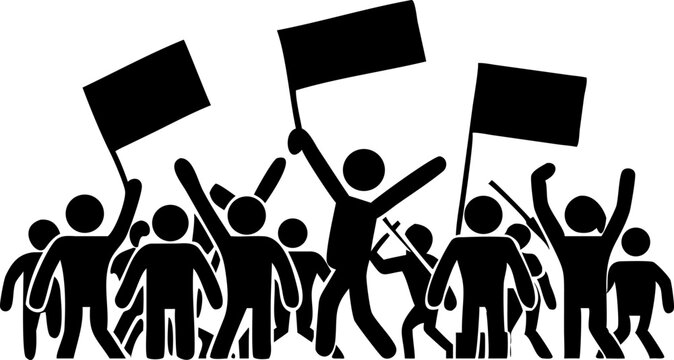 Vector illustration depicting a demonstration strike manifestation or protest featuring bold colors and clean lines suitable for various applications