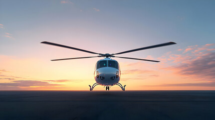 Pixelated Helicopter Landing At Sunset