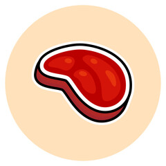 A detailed icon of a fresh red meat slice, perfect for use in food, butcher, and culinary designs.