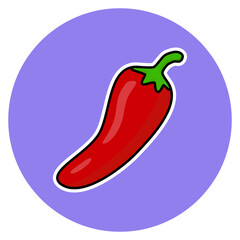 A spicy and vibrant red chili pepper icon with stem, perfect for use in food, cooking, and recipe designs.