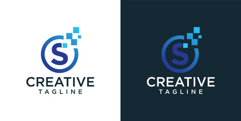 initial S logo icon digital technology