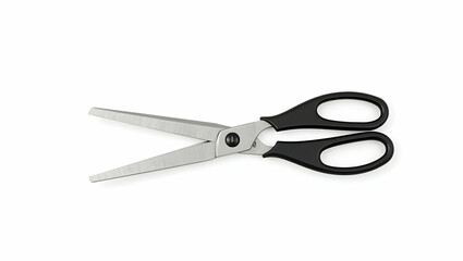 The Toolverse Utility scissors with stainless steel blades and black rubber handles, laid flat with blades slightly open, white background, isolated (3)