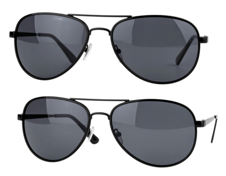 Black Aviator Sunglasses with Folded Arms
